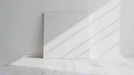 Obraz premium Empty room interior design background white walls and flooring natural light casting geometric shadows