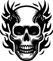 Obraz premium skull with fire logo vector illustration