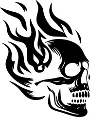skull with fire logo vector illustration