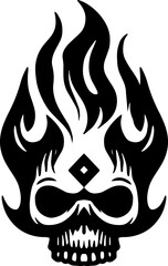 skull with fire logo vector illustration
