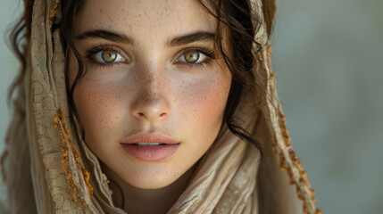 Generative ai illustration of a portrait of a young biblical woman