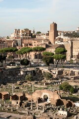 Beautiful shot of the archaeological site of the Roman Forum in the city of Rome, Italy