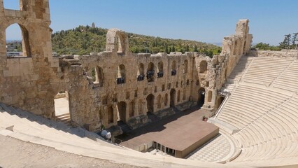 Old historical Odeon of Herodes Atticus theater in Athens, Greece