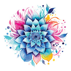 Watercolor mandala floral design vector