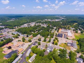Fototapeta na wymiar Hampton historic town center aerial view including First Congregational Church and Hampton Academy, Hampton, New Hampshire NH, USA. 