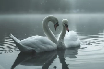 Foto op Aluminium Two swans swimming in the lake © ananda