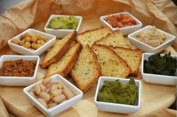 Closeup shot of the italian typical vegetarian finger food called bruschetta