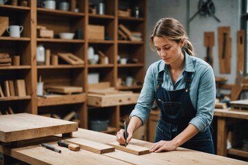 Female woodworker in workshop
