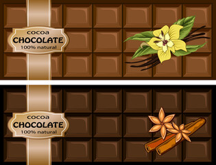 A set of chocolates with spices.Vector illustration of chocolates with spices on a transparent background.