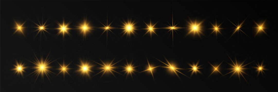 Spark of light.The star flashes brightly.Set of glowing effects.	

