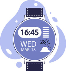 Wristwatch with calendar and weather forecast.