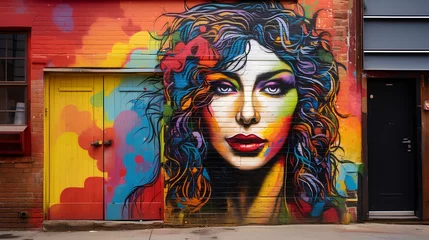 Foto op Canvas LGBT pride-themed street art adorning the walls of an urban alley. © PZ Graphics