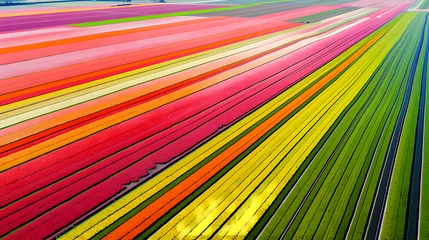 Zelfklevend Fotobehang View from above of flowers growing in farmland in spring © Derby