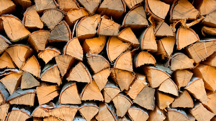 Wooden firewood warehouse