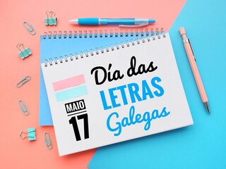 Día das letras galegas 17 de Maio. Galician Literature day background.