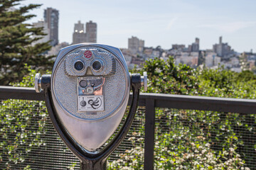 Coin operated binoculars in tourist places