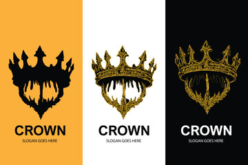 Crown ilustration logo - obrazy, fototapety, plakaty