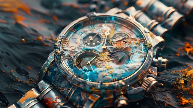 Elegant Neo Expressionistic Timepiece Capturing the Essence of Desert Dusk in