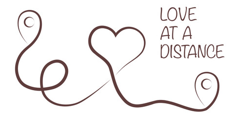 Love at a distance. Heart route design. Abstract pattern of love.