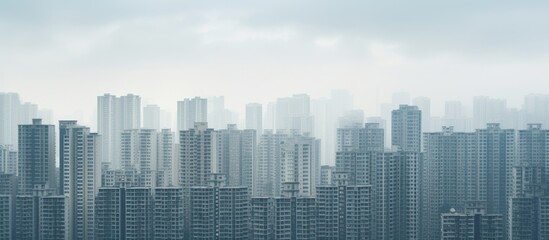 Fototapeta premium Urban landscape featuring skyscrapers and a scattering of clouds in the sky, depicting a modern metropolitan area