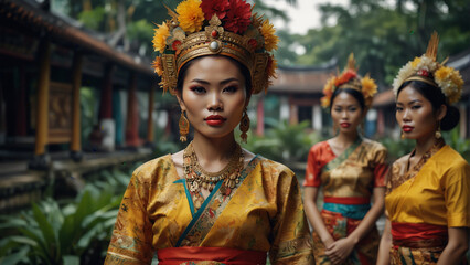 Fototapeta premium Portrait of a Thailand woman in traditional dress 