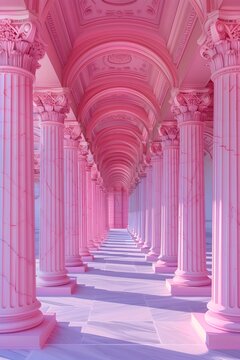 Ethereal Architectural Grandeur in Electric Pop Hues A Surreal Passage Frozen in Timeless Elegance