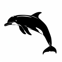 Dolphin silhouette , black and white, isolated on a white background
