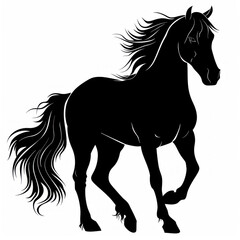 Horse silhouette , black and white, isolated on a white background