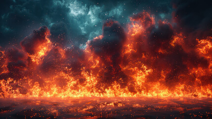 Naklejka premium Fire and ice are two opposing forces that can create a beautiful and dangerous landscape.