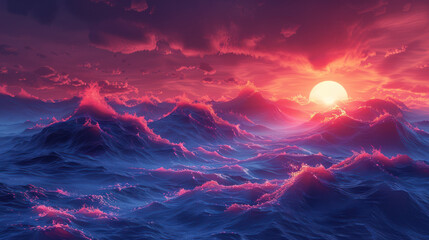 The crimson tide is a phenomenon that occurs when the ocean turns a deep red color.  - obrazy, fototapety, plakaty
