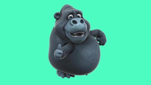 Fun 3D cartoon gorilla with thumbs up and down (with alpha channel included)