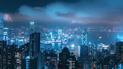 Obraz premium China city architecture night scenery,created with Generative AI tecnology. 