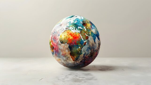 Rendered Expressive Globe A Neo Expressionist of the World s Continents and Vibrant Hues