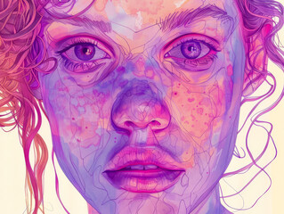 Colorful abstract woman illustration in vibrant style