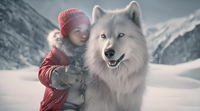 artic husky with eskimos