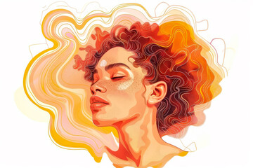 Colorful abstract woman illustration in vibrant style