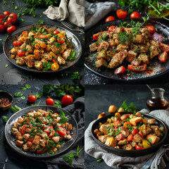 stewed meat with vegetables collage