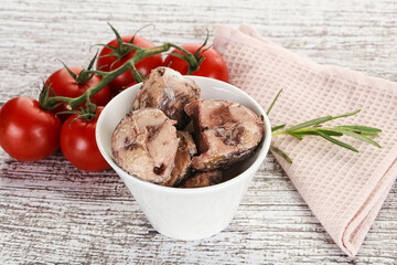 Pieces of canned tuna fish