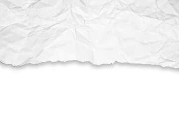 Realistic torn white paper. old crumpled wrinkled ripped paper on transparent background, top view. Space for digital designs or base for text, grunge design elements, PNG	