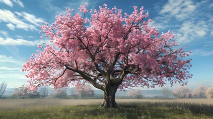 Blossoming Tree Frame a majestic cherry blossom, Cherry blossom. Bright pink sakura flowers spring background 