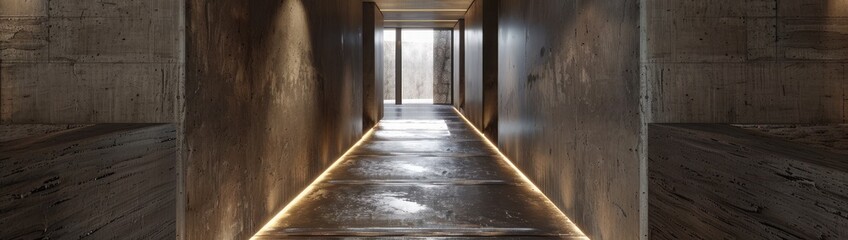 Concrete corridor to the guest room at riverside hotel in holidays --ar 53:15 --v 6.0 - Image #4 @kashif320