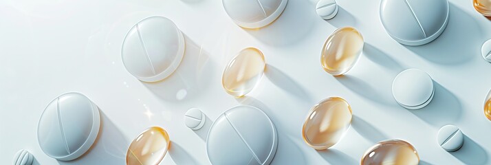 antibiotic capsule pills and pill blister pack on White background.  - obrazy, fototapety, plakaty