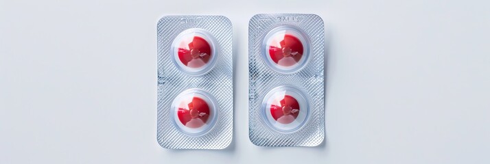 antibiotic capsule pills and pill blister pack on White background. 