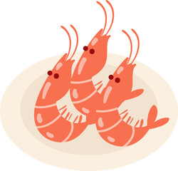 shrimp on a plate cartoon illustration