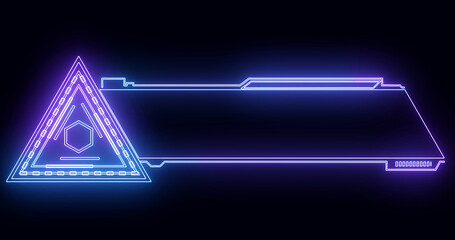 Sci-fi cool designed neon hud lower third. Element of hud interface. Futuristic neon lower third for a title, TV news, information call box bars, and news channels. - obrazy, fototapety, plakaty