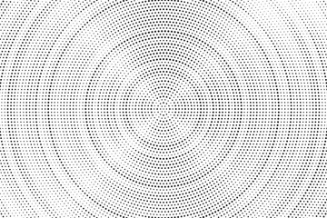 Halftone circle frame dotted background. Round border background using halftone random circle dots raster texture. Grunge circular stain. Vector illustration