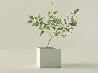 Verdant Growth Beyond Confines A Thriving Plant Blossoming in a Boxed Container