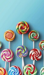 Fototapeta na wymiar Colorful sweet lollipops, beautiful background with copyspace for your text, 3d style