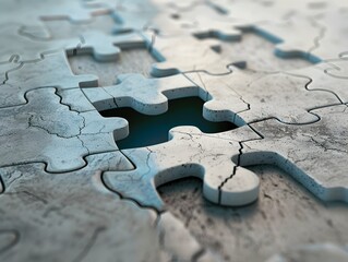 Unique Puzzle Piece Fitting into Unconventional Space Representing Innovative Solutions and Ideas