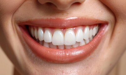 A happy woman's mouth with healthy teeth